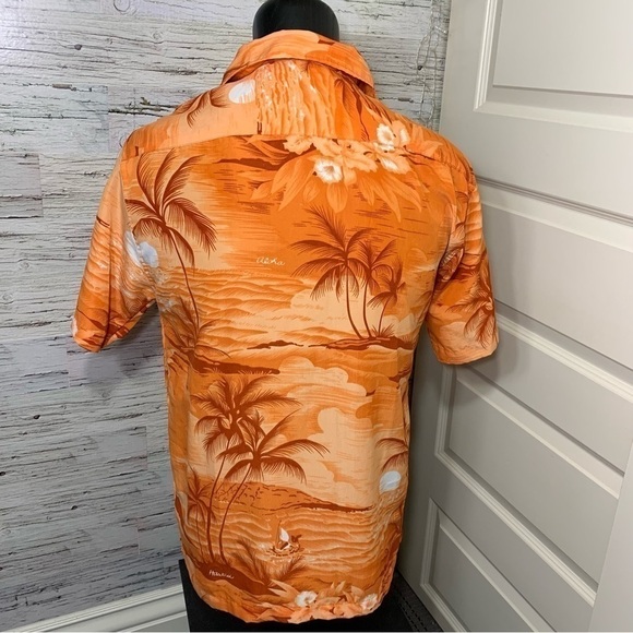 Maui Hawaii Vintage Orange Tropical Sunset Casual Button up Shirt Short Sleeve S - Picture 5 of 10